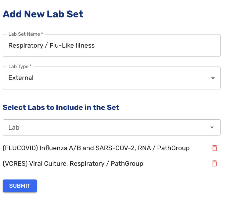 Adding Lab Set