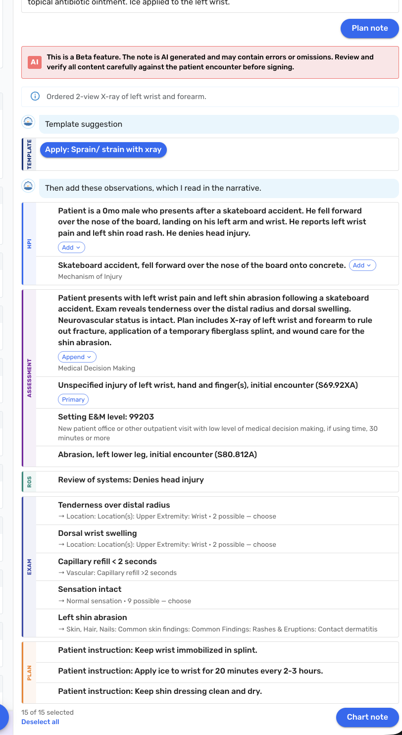 Using Autochart to plan a note