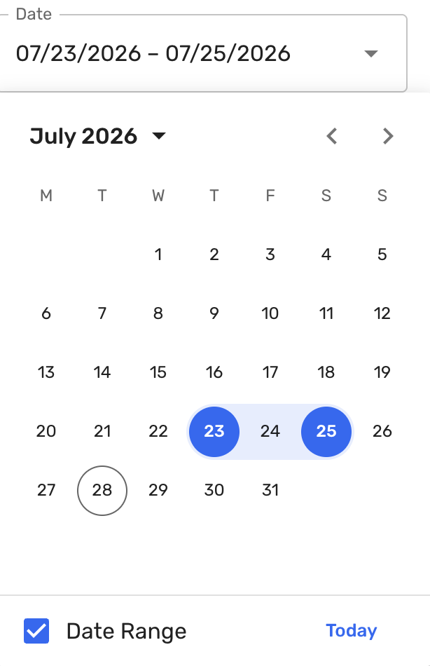 Improved date picker/filter