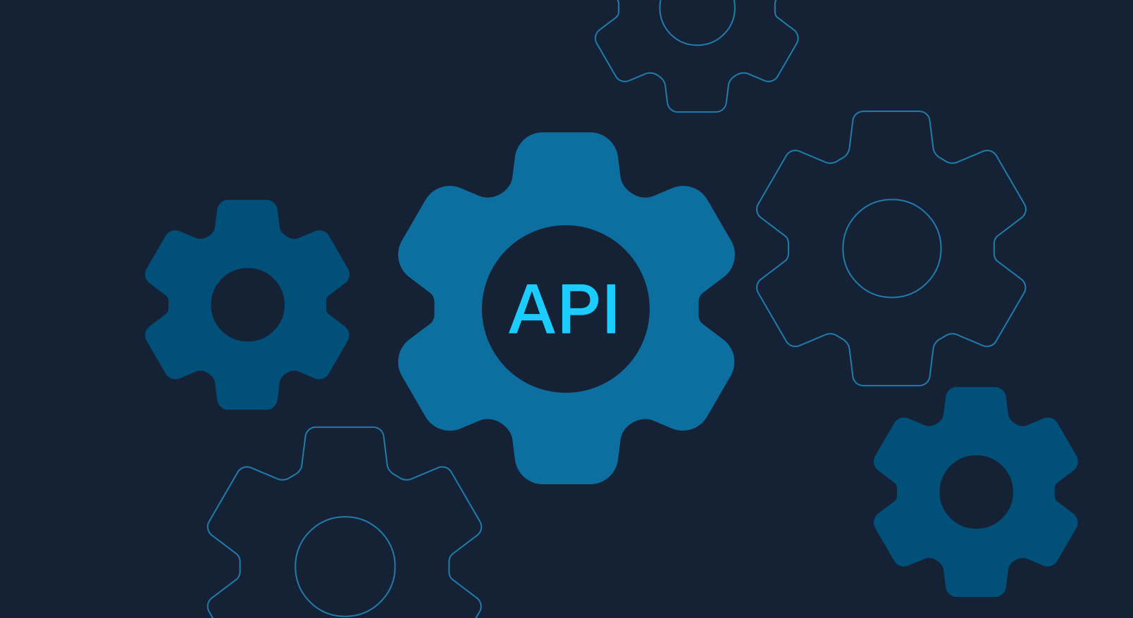 The word 'API' inside of a gear icon