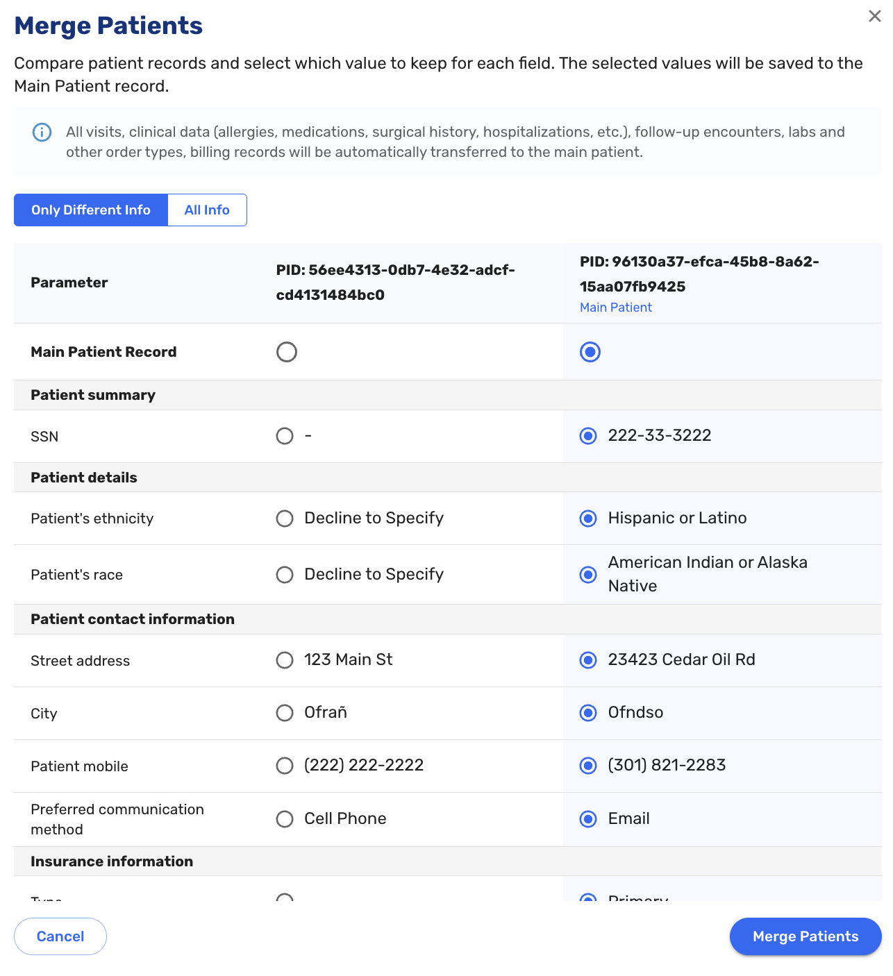 Merging Two Duplicate Patient Records