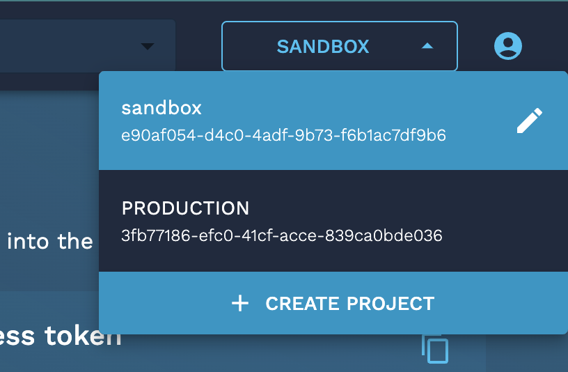 Multi-project dropdown in the top right of the developer console