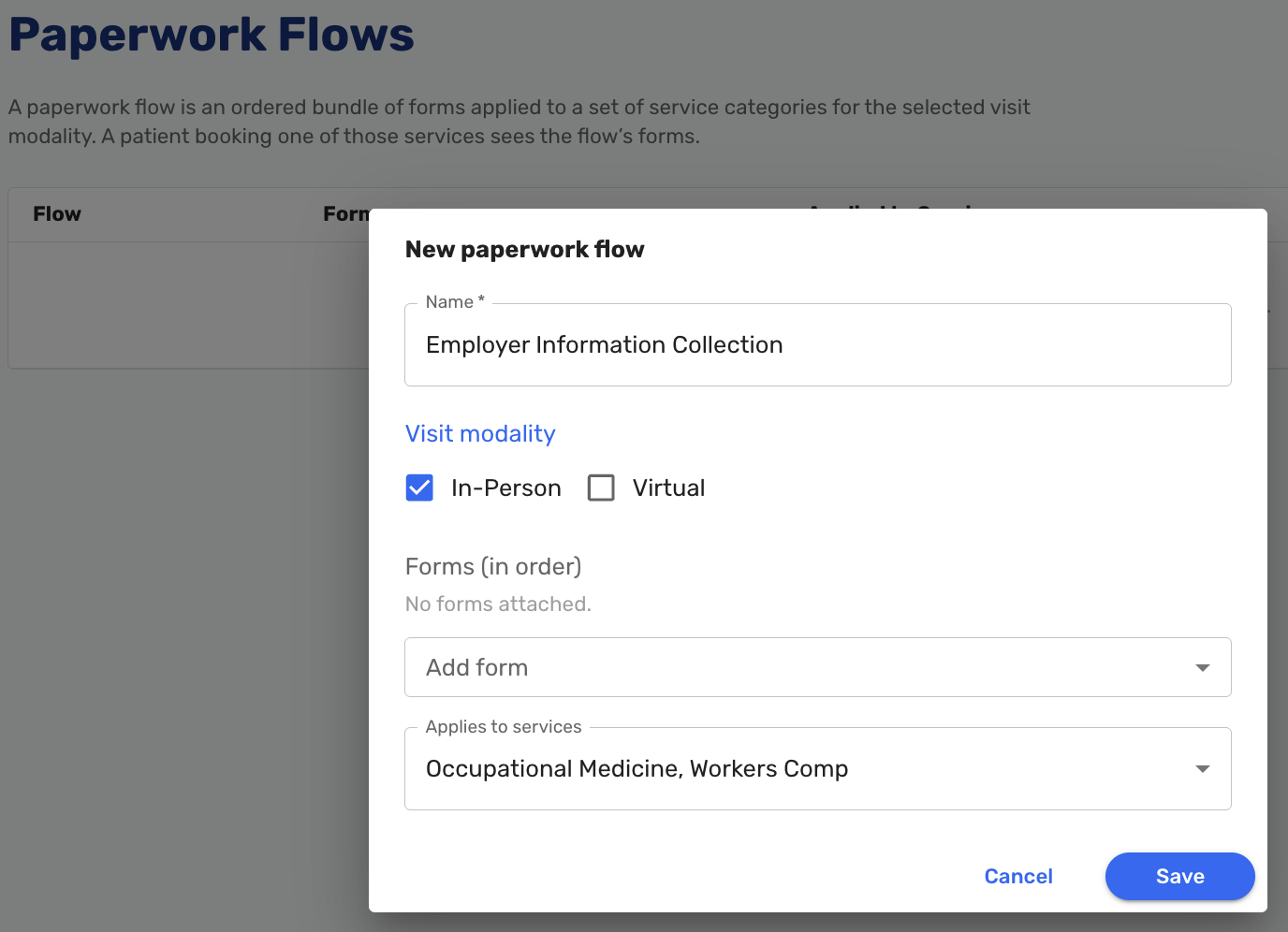 New Paperwork Flow modal