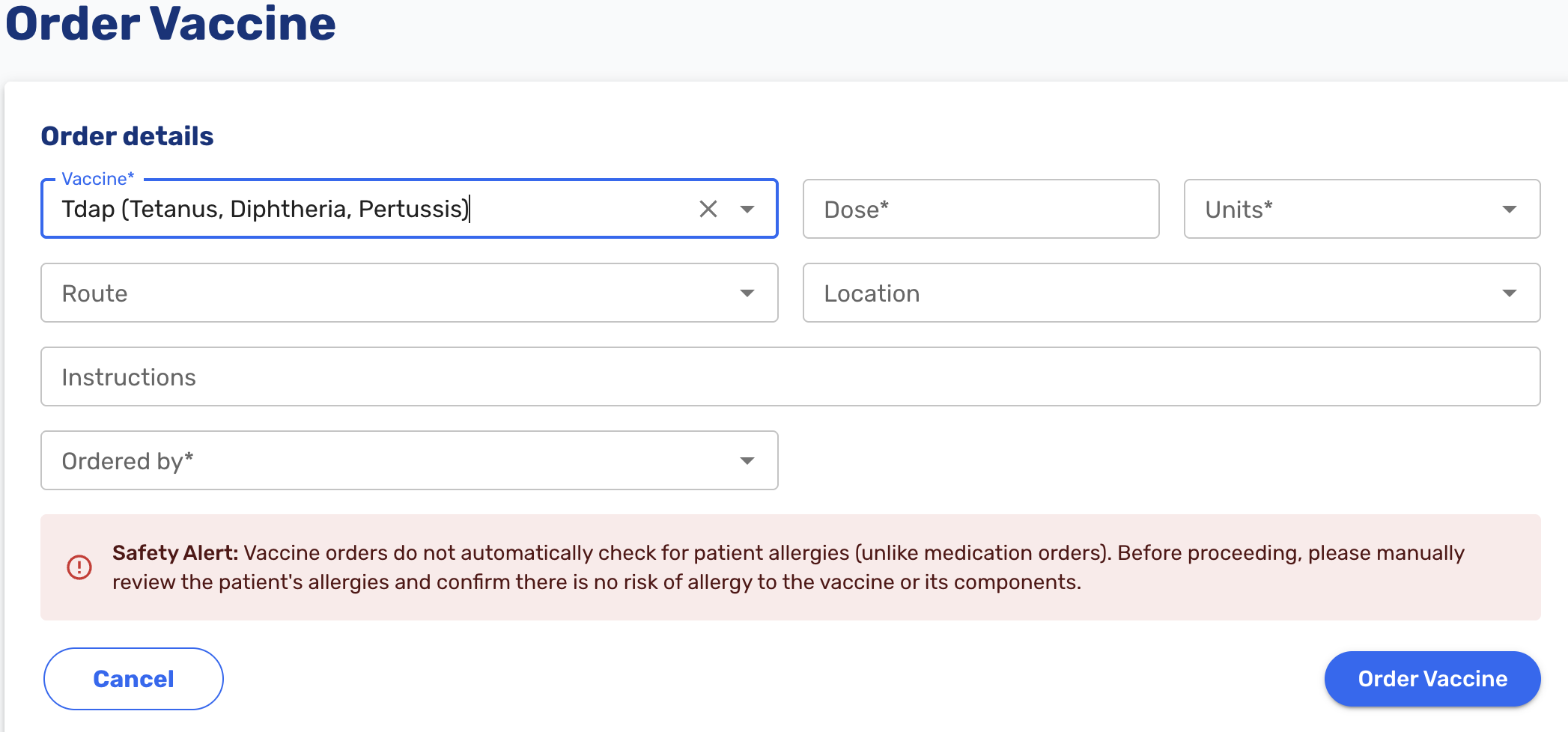 Order Vaccine