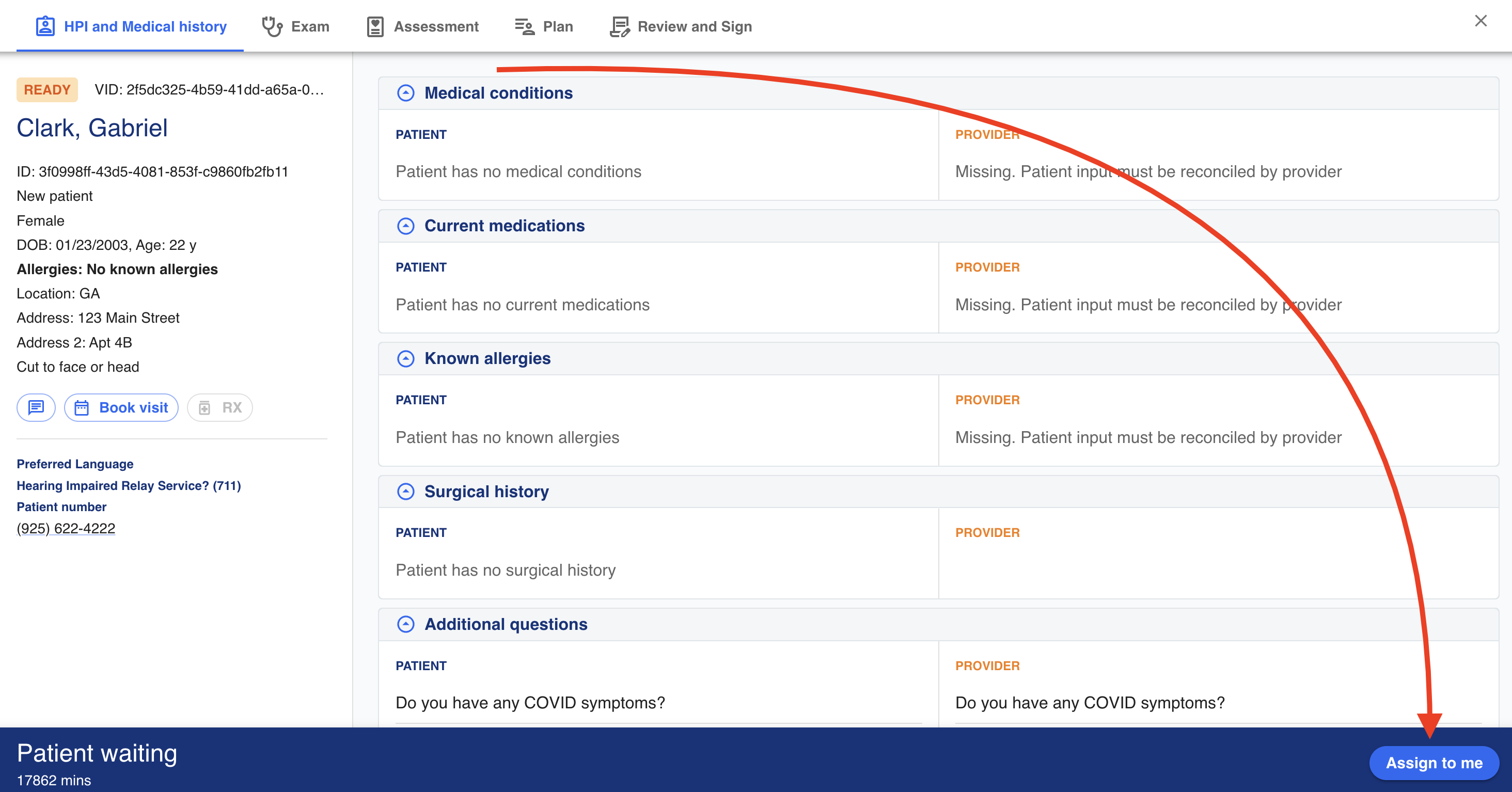 Ottehr Patient Visit Page, eRx focus.