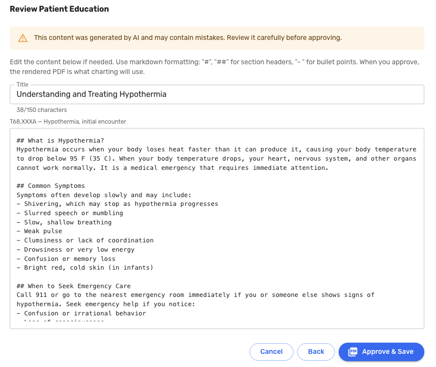 Patient Education Editor
