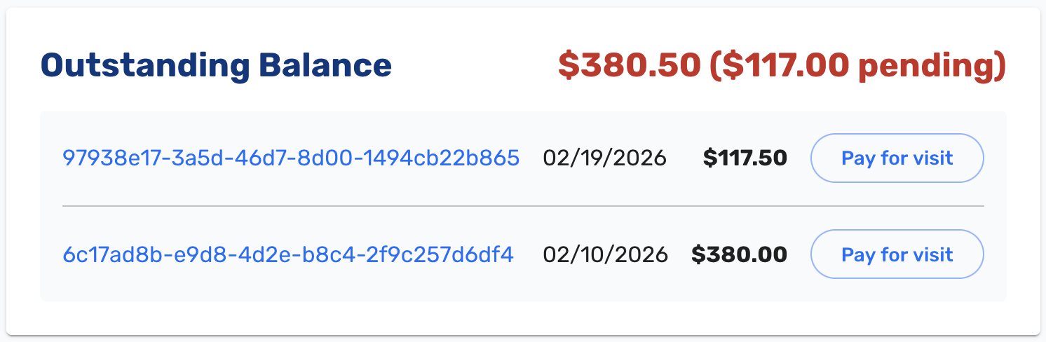 Patient Outstanding Balance