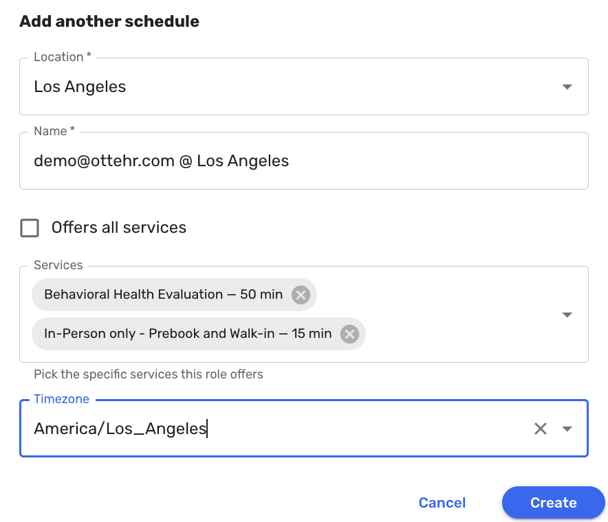 Configure Provider with services provided along with location