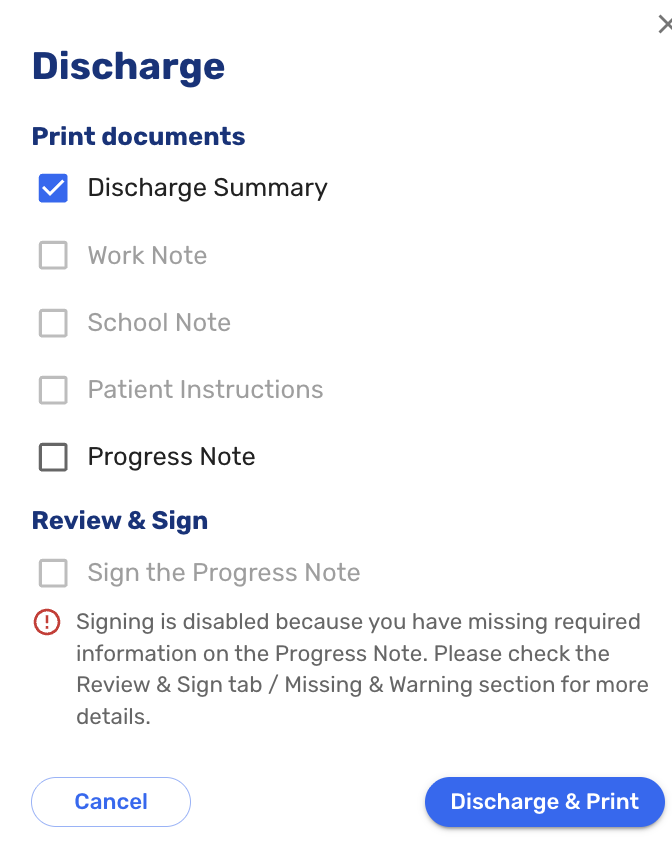 Review and Sign on Discharge