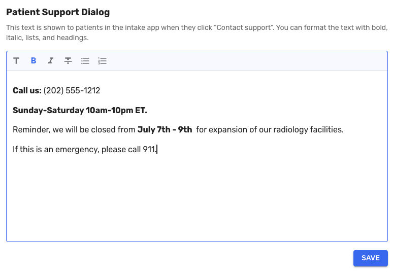 Support Dialog Editor