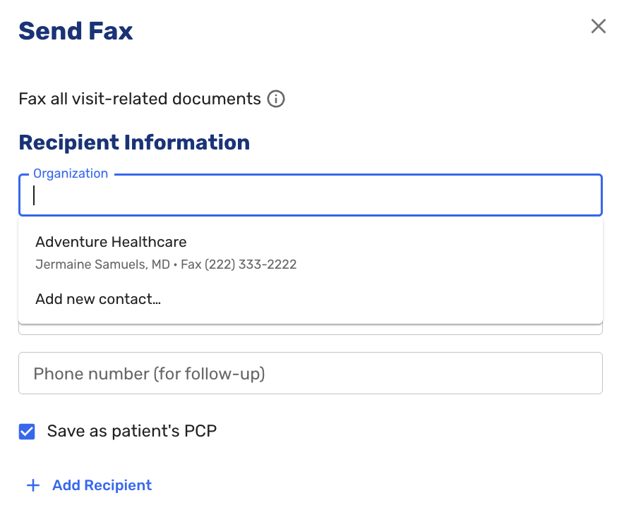 Selecting an entry from the third party contacts directory